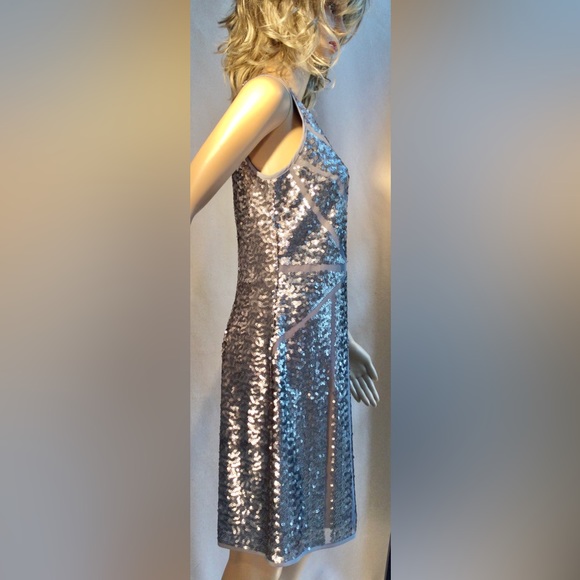 Vince Camuto grey/silver sequined shift midi dress. Size 6, NWT. Sophisticated - Picture 5 of 15
